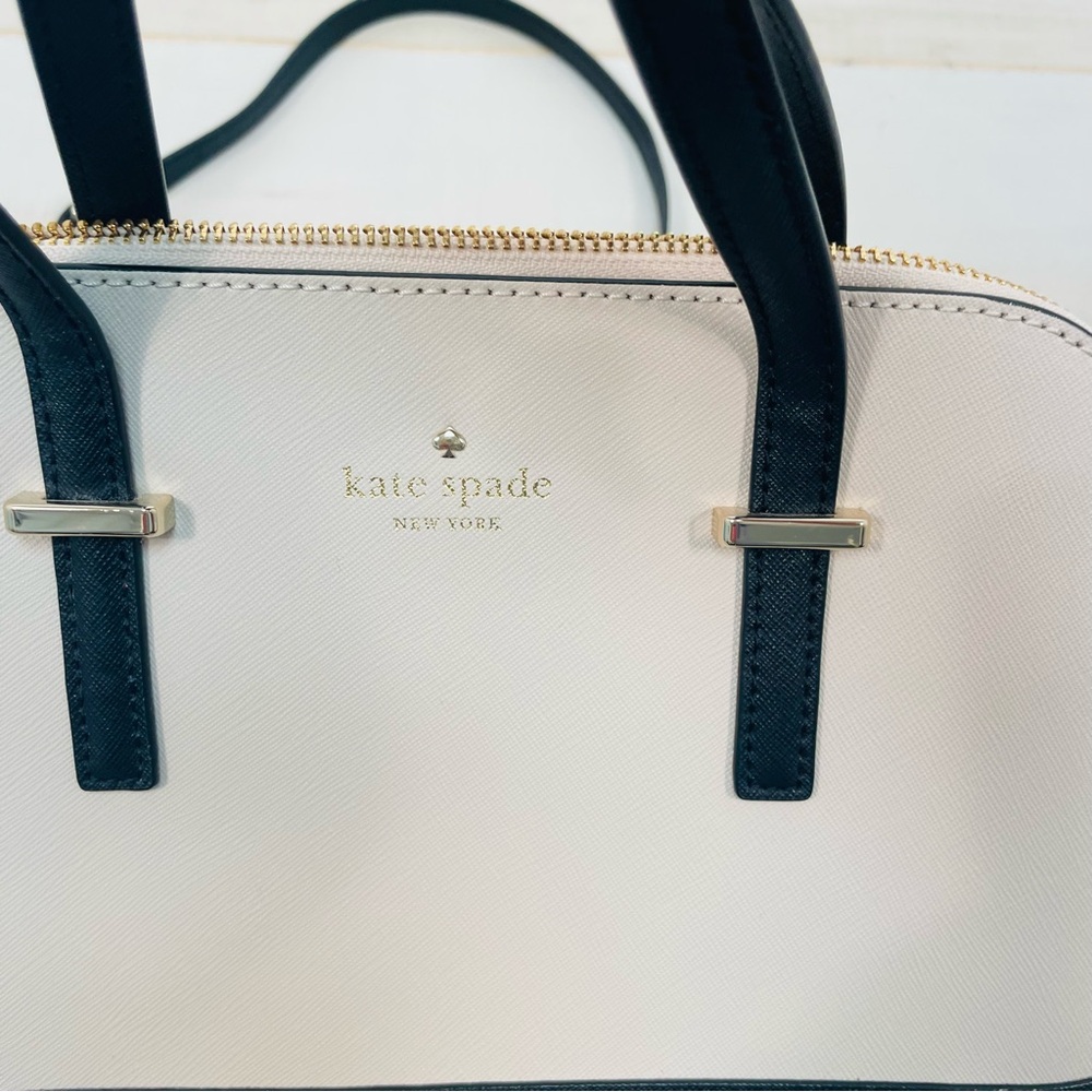 NWT Kate Spade Cedar Street Maise Black Cream Satchel Leather Bag - Picture 4 of 9